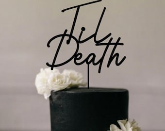 Personalized  Til Death  Wedding Cake Topper: Rustic Halloween Decor