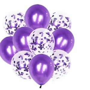 20pcs Plain Purple Latex Balloons and Purple Confetti 12" Latex Balloons  for Wedding Birthday Baby Shower Party Engagement Party