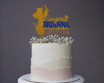 Personalized Glitter Graduation Cake Topper: Class of 2025