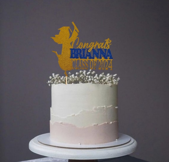 Personalized Glitter Graduation Cake Topper: Class of 2025