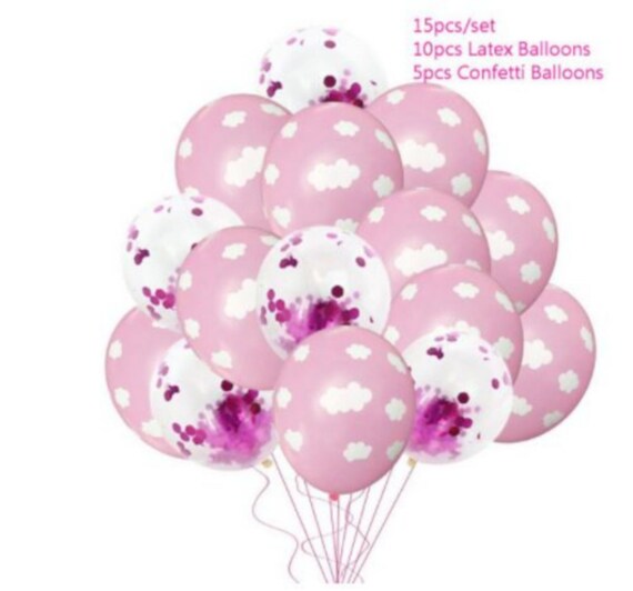 15 Pcs White Cloud Weather Balloon Pink Confetti Balloons Etsy