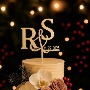 Decorazione personalizzata per torta nuziale: monogramma iniziale personalizzato, in legno o acrilico.