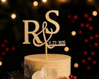 Personalized Wedding Cake Topper: Custom Initial Monogram, Wood or Acrylic