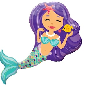 Large Mermaid Balloon / Under the Sea Party , Pool Party  Decoration /Happy Mermaid Balloon, Mermaid Decoration