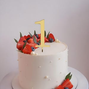 Personalized Birthday Age Cake Topper: Hand-Painted Wood & Acrylic