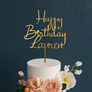 Happy Birthday Cake Topper/ Personalized Birthday Cake Topper/ Custom Gold Cake Topper Birthday / Custom Gold Cake Topper Birthday