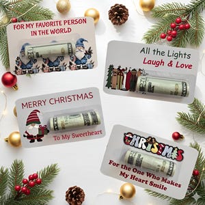 Heartwarming Christmas Gnome Money Holder Card, Holiday Cash Gift-Stocking Stuffer