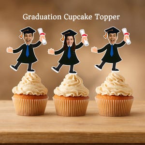Personalized Graduation Cupcake Toppers: Class of 2025, Custom Face