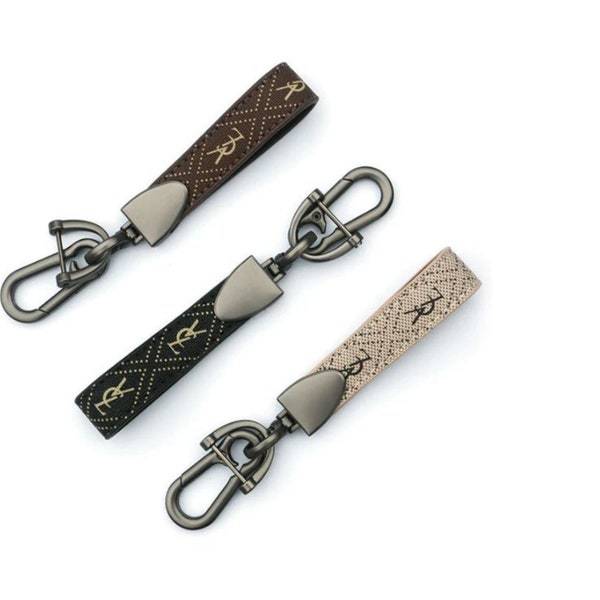 Genuine Leather Keychain Men Women  Gunmetal Buckle Car Keyrings Holder Key Chains/with mini screwdriver
