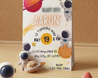 Space Explorer Birthday Invitation, Astronaut Theme Party Invite, Galaxy Boy Discovery, Editable Canva