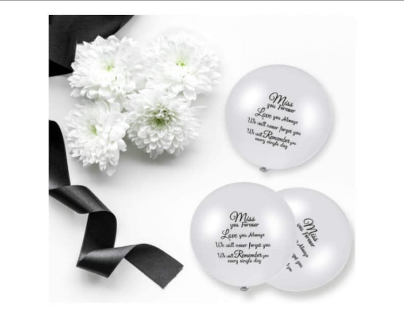 30pcs White Miss you Forever,Love you Always Balloons/Memorial Balloons/Funeral,Anniversary,Memorial Services/Celebration of Life Balloons image 2