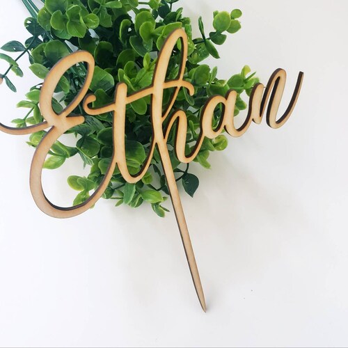 Wood Name Cake Topper Custom Cake Topper Birthday Cake Etsy