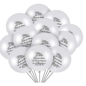 30pcs White Miss you Forever,Love you Always Balloons/Memorial Balloons/Funeral,Anniversary,Memorial Services/Celebration of Life Balloons image 1