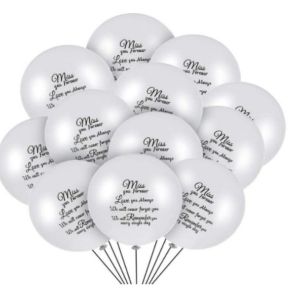 30pcs White "Miss you Forever,Love you Always" Balloons/Memorial Balloons/Funeral,Anniversary,Memorial Services/Celebration of Life Balloons