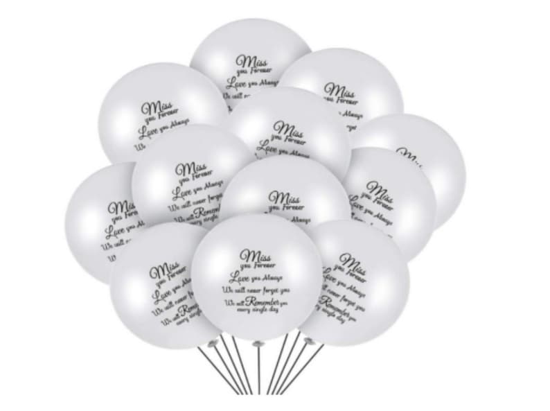 30pcs White Miss you Forever,Love you Always Balloons/Memorial Balloons/Funeral,Anniversary,Memorial Services/Celebration of Life Balloons image 1