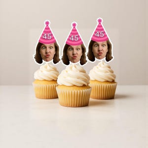 Custom Face Photo Cupcake Topper/ Personalized Birthday Decoration/ Funny Head Cutout Cake Topper for Party / 50th 60th Birthday Party