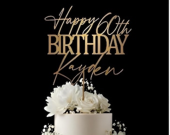 Custom Script Birthday Cake Topper, Acrylic or Wood