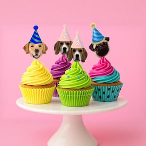Personalized Dog Photo Cupcake Toppers - Set of 12