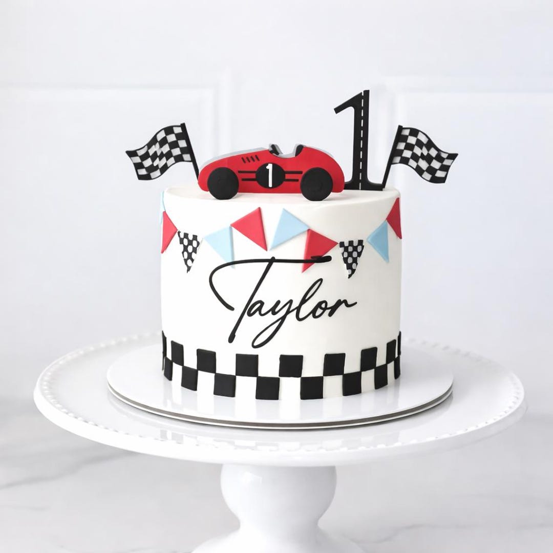 Personalized Race Car 1st Birthday Cake Topper Set - Etsy