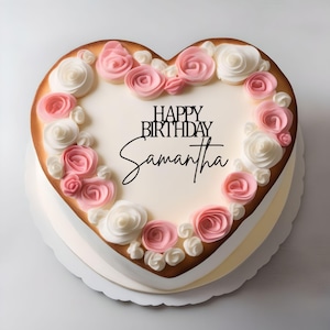 Personalized Happy Birthday Cake Name Topper / Mirror Acrylic Custom Name Charm / Name Cake Topper /Heart Cake Topper / Cake Decoration