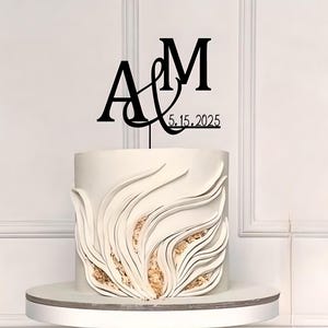Adorno para tarta de bodas personalizado/ Adorno para tarta de bodas con monograma inicial personalizado y fecha/ Adorno para tarta con iniciales y fecha personalizadas