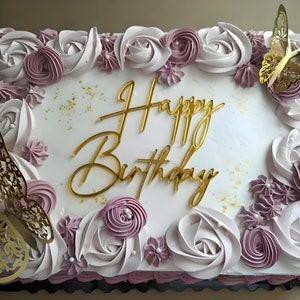 Happy Birthday Flat Cake Topper/ 4&quot;,5&quot;,6&quot;,7&quot; Acrylic Cake Charm/ Birthday Cake Topper/Cake Decoration / Flat Cake Topper for Layered Cake
