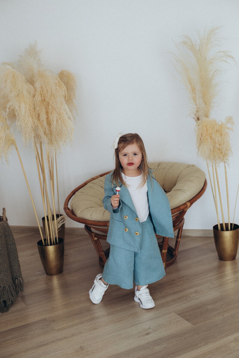 linen baby suit, linen suit with wooden buttons linen baby suit, linen suit with wooden buttons
