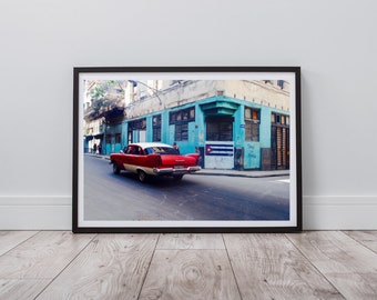 Old Havana Cuba Classic Car Print, Travel Poster, Cuba Photography Digital Wall Art Print, Home Decor Wall Print, Instant Digital Download