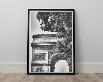 Paris Wall Art, French Travel Poster, Paris Black and White Photography Digital Wall Art Print, Home Decor Art, Instant Digital Download