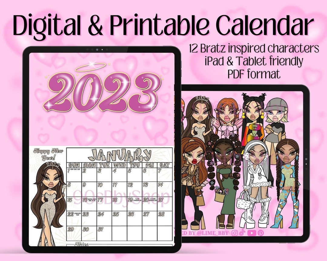 2023 Digital Bratz Calendar Printable & Downloadable Y2K Etsy Australia