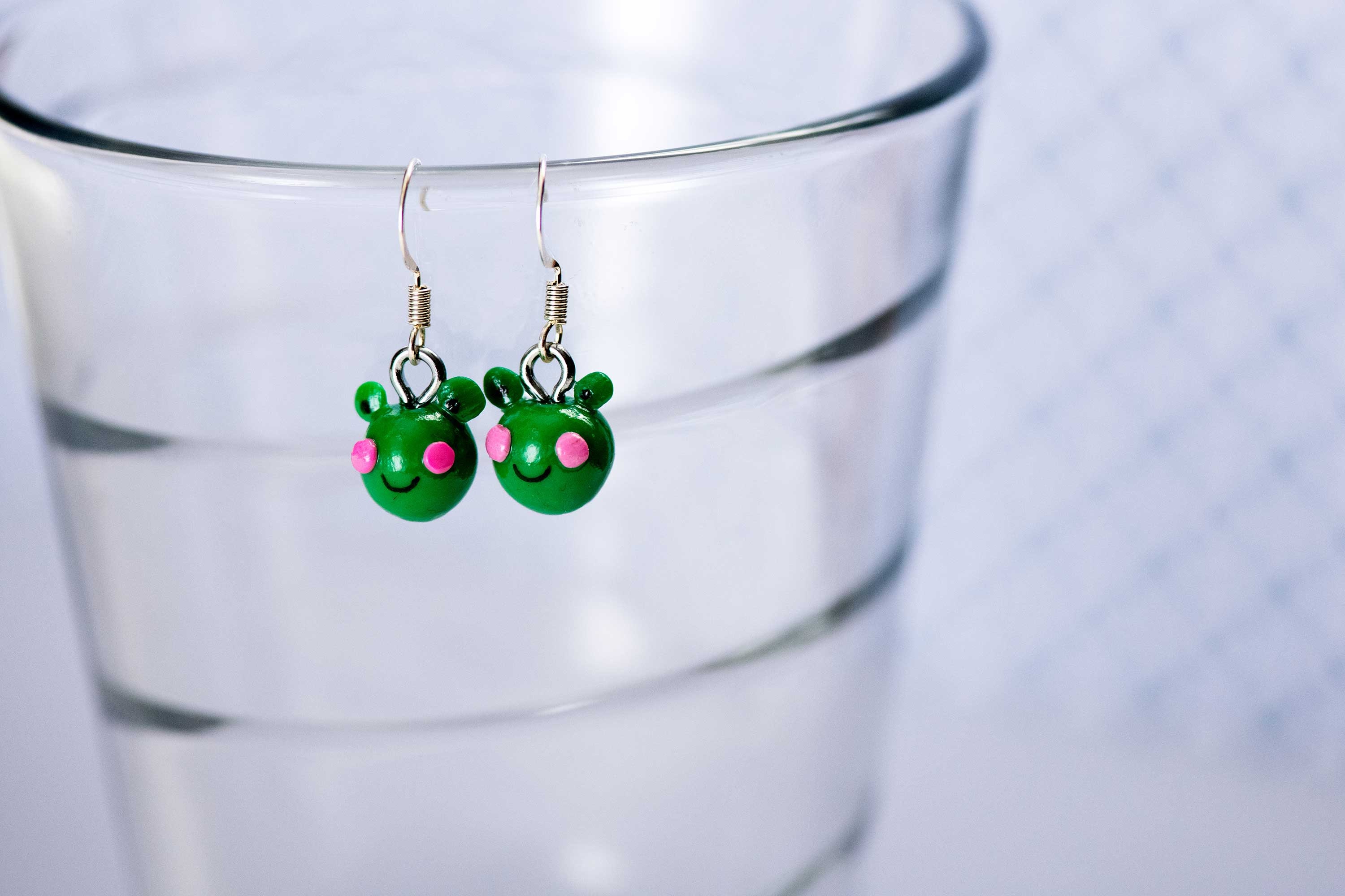 Cute Green Frog Polymer Clay Earrings Froggie Earrings Cute Etsy UK
