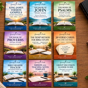 KJV Bible Study Bundle | 9 Printables for New Believers, Small Groups (Digital Download)