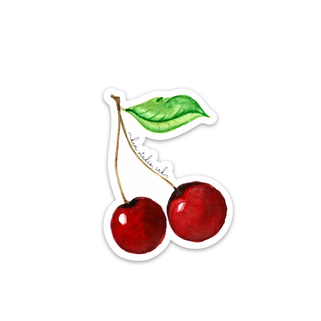 Watercolor Cherry Sticker, Durable Vinyl Die-cut Decal - Etsy