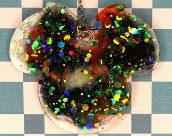 Halloween Colored Minnie Mouse Glitter Resin Key Chain