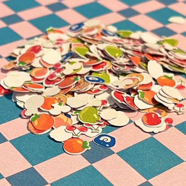 Animal Crossing Fruit and Icons Themed Confetti, Decorations, Party Decor, Table Confetti