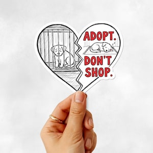 3PCS Adopt Don&#39;t Shop Sticker, Animal Rescue Decal, Pro Adoption Heart Sticker for Laptop, Water Bottle, Car, Gift for Pet Lover, Mom Gift