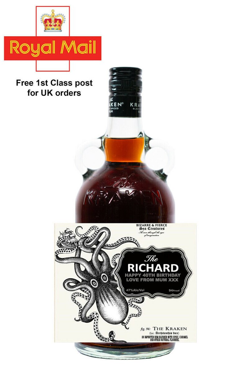 Etiquette Personnalisee De Bouteille De Rhum Kraken Party Etsy