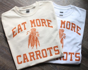 Unisex Orange Carrot Shirt, Screen Printed Organic Vegetable Lover Shirt, Veggie Garden Gift, Foodie Clothing Present, Carrot Print Design