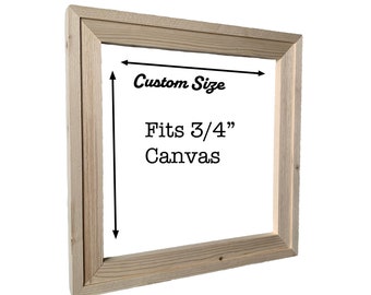 Custom Size Picture Frame for Canvas | Fits 3/4 Inch Canvas | Made to Order Rustic Wood Canvas Frames | Barnwood Style Frame for Canvas