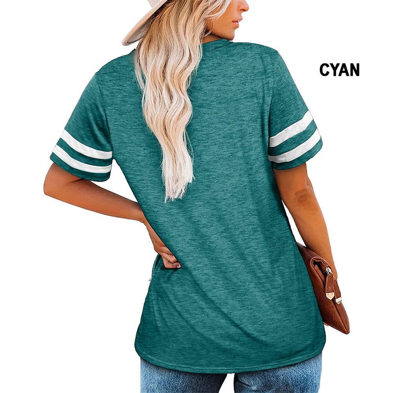 Womens Summer Short Sleeve Shirt V Neck Tee Striped Casual Etsy