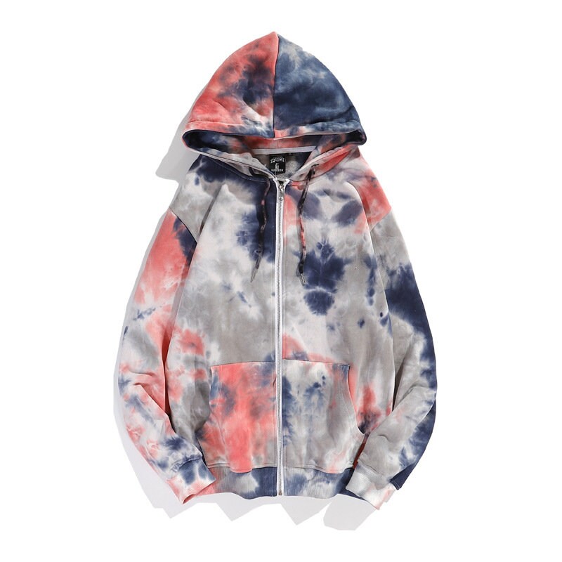 Yellow tie dye zip up hoodie Clearance
