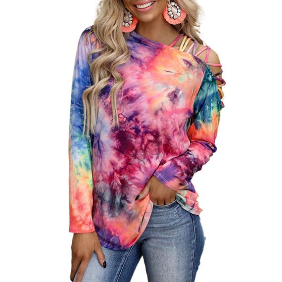 Oversized Tie Dye Shirt off Shoulder Long Sleeve Tie Dye - Etsy