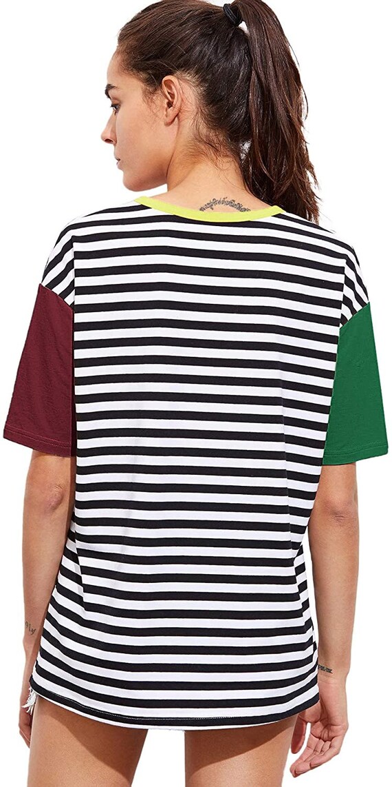 Women Crewneck Striped Short Sleeve T 