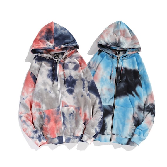Tie Dye Zip up Hoodie Tie Dye Sweatshirt Etsy