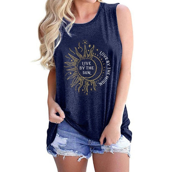 Live by the Sun Love by the Moon Tank Top Sun Star Moon T | Etsy