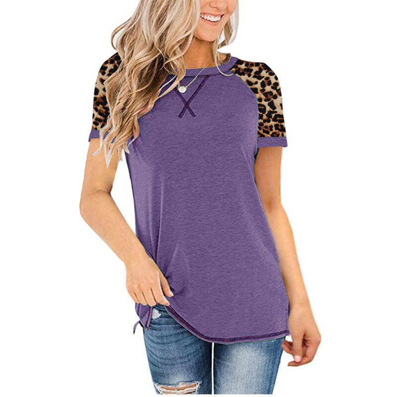 Women's Leopard Print T Shirt Short 