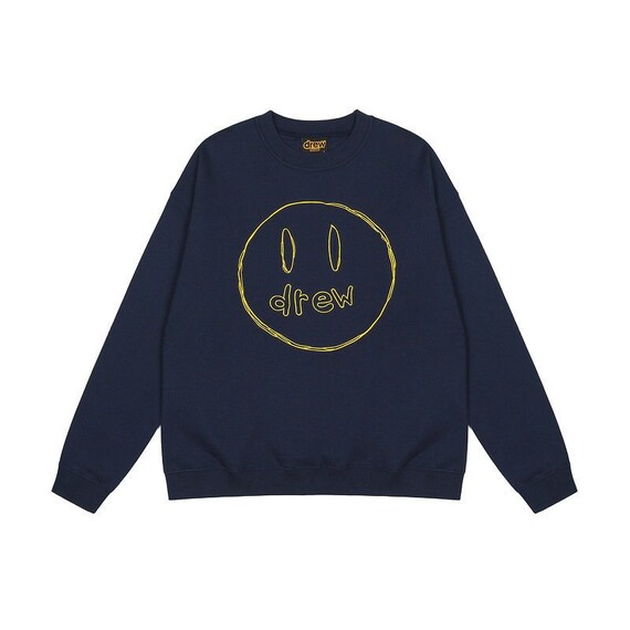 Azul marino Drew Smiley Face Sudadera bordada Drew Sudadera | Etsy España