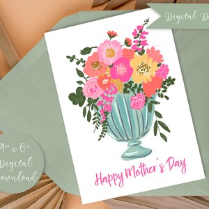 Printable Mother&#39;s Day Card, Mother&#39;s Day Card, Watercolor Mother&#39;s Day Card, Floral Card, Greeting Card, Printable, Digital, Download
