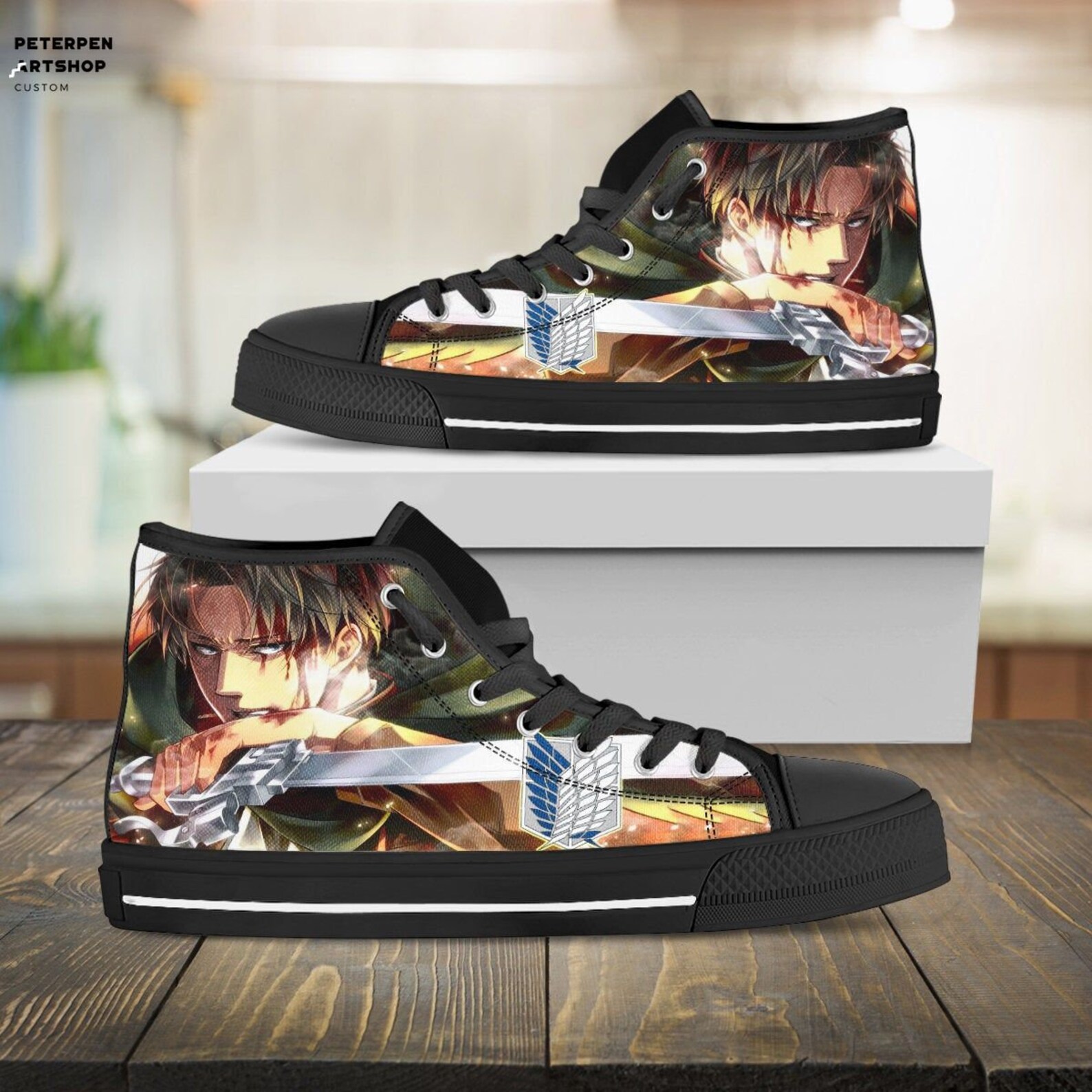 Levi Ackerman Hightop Attack On Titan Anime Shoes Ver 02 | Etsy