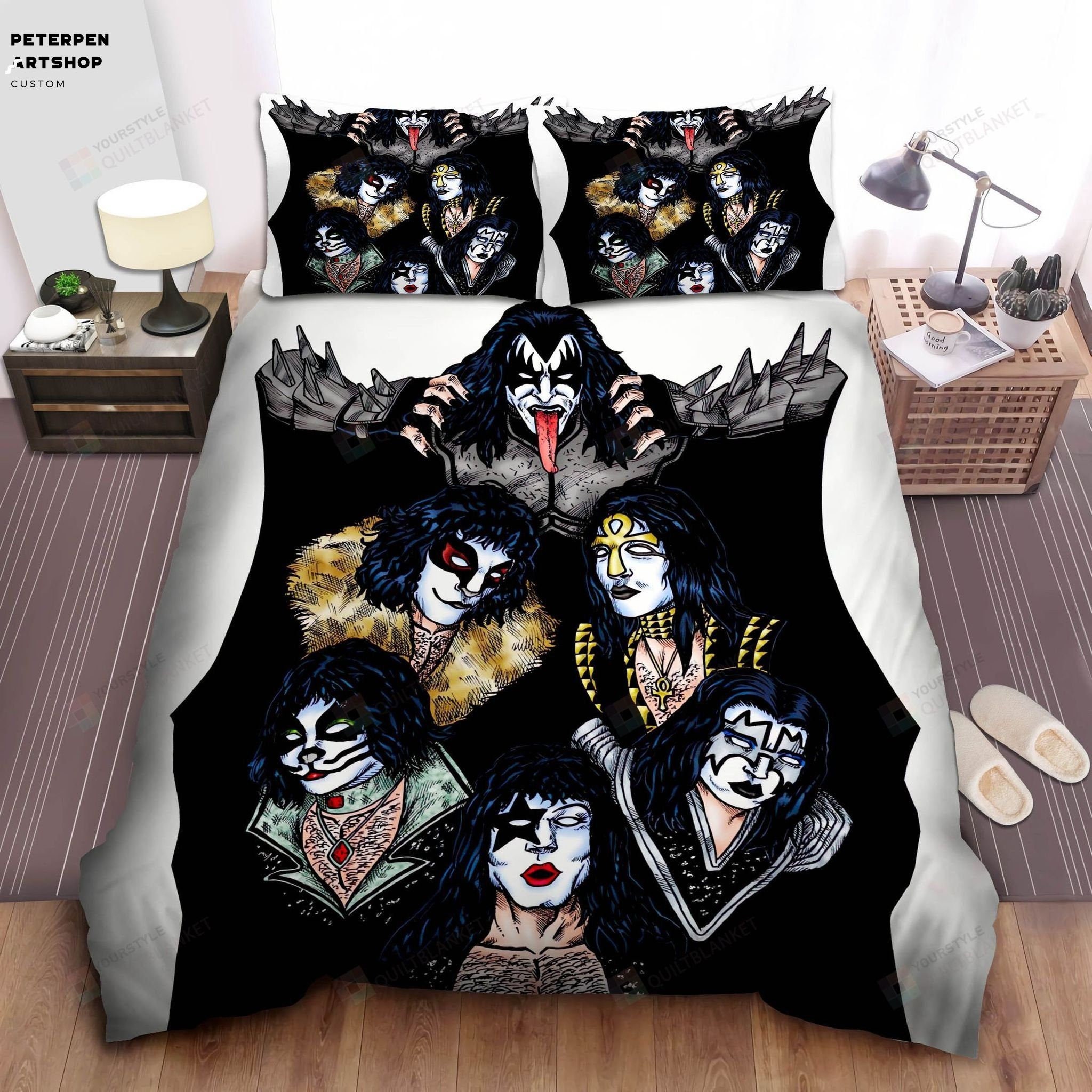 Kiss Band Under Bat Wings Metal Rock Duvet Cover Pillowcases Etsy